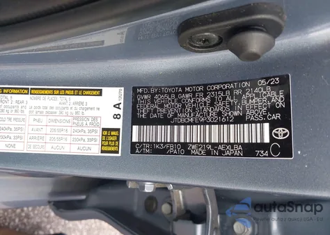 2023 Toyota Corolla Le/Se/Xle z USA, uszkodzony, nr VIN JTDBCMFE9P3021612